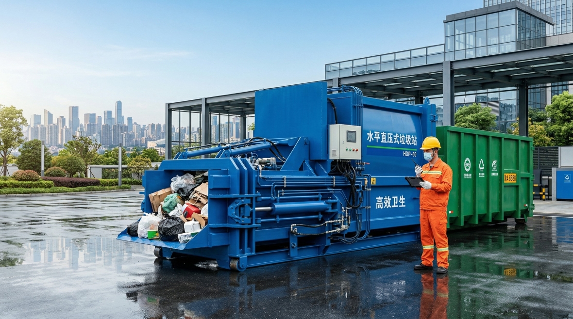 水平直压式垃圾站有哪些优势？为什么越来越多项目选择这种压缩转运方案